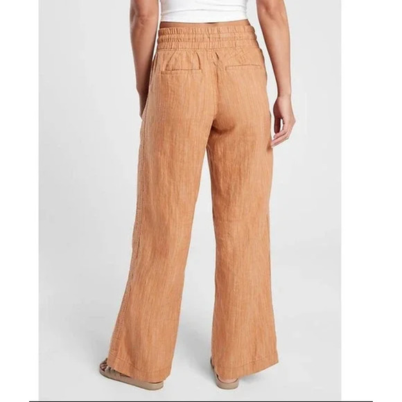 Athleta Cabo Linen Textured Wide Leg Pants Rain Dance Seina Beige - Picture 3 of 15